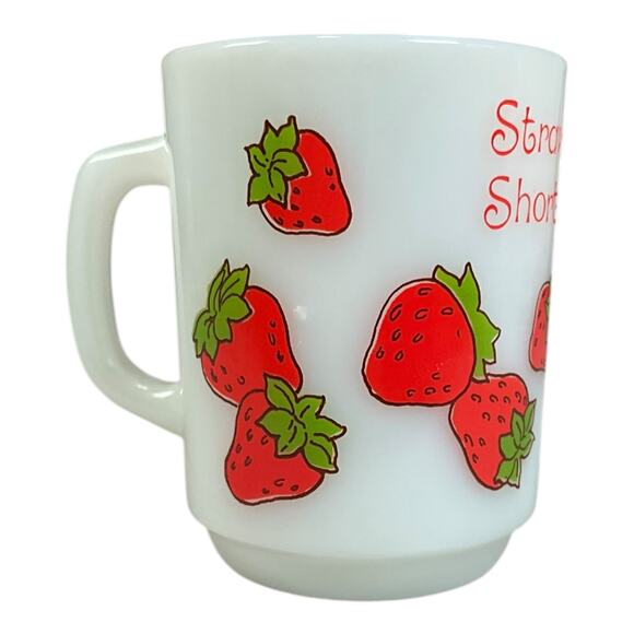 Vintage Strawberry Shortcake Milk Glass Mug Oven Proof Made in USA Nostalgic - Picture 3 of 9